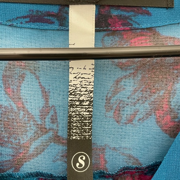 KENSIE Teal Blue Sheer Dress Floral overlay with a black under slip - Picture 3 of 11